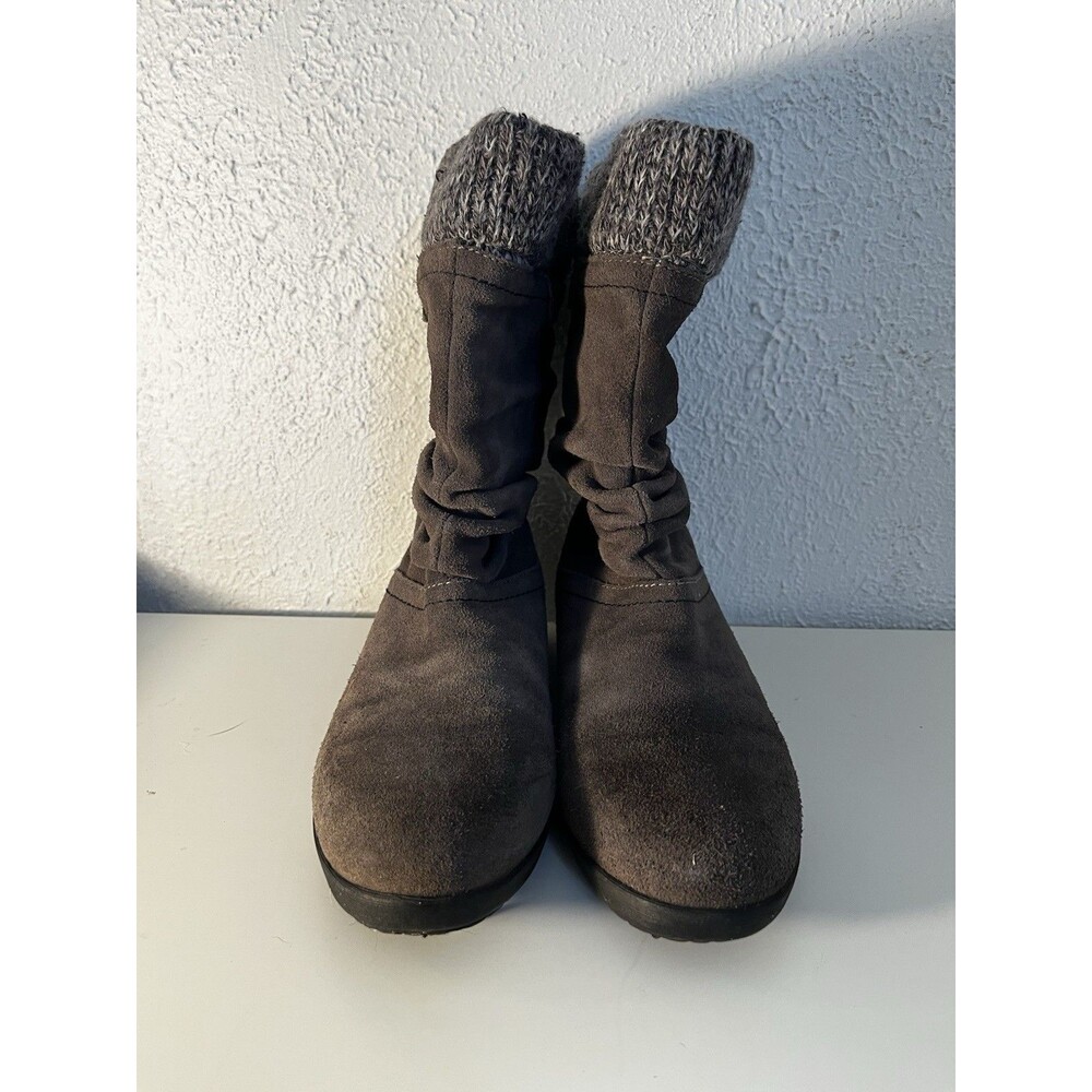 Cougar Vicari Suede Knit Collar Ankle Boots - Chocolate Brown Size 8M